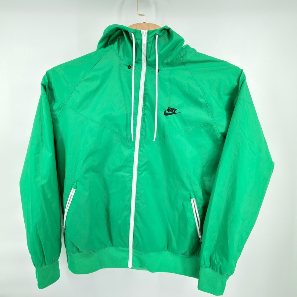 Nike Windrunner Mens XL Green Full Zip Hooded Windbreaker Jacket Mesh Lined